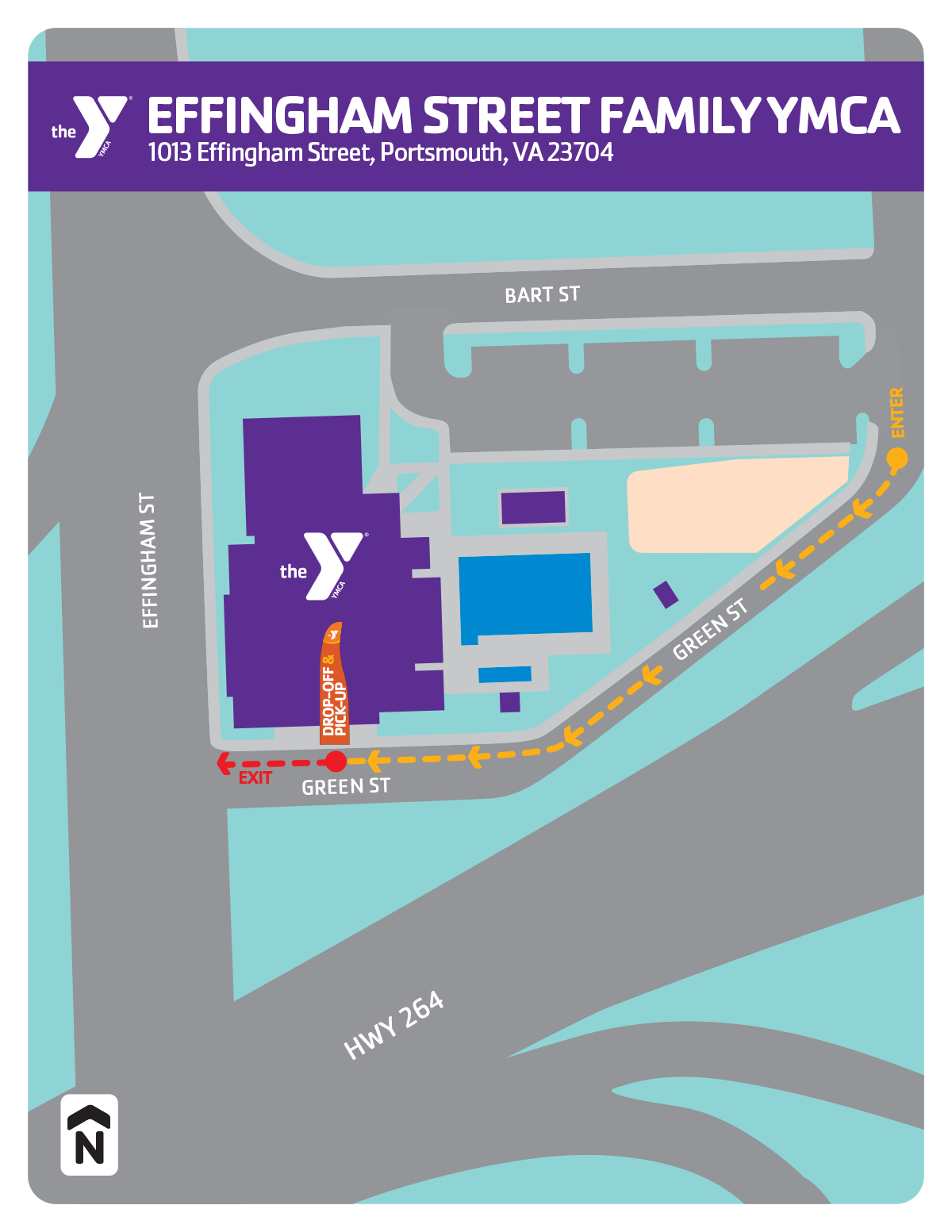 Summer camp drop-off & pick-up locations for the Effingham Street Family YMCA