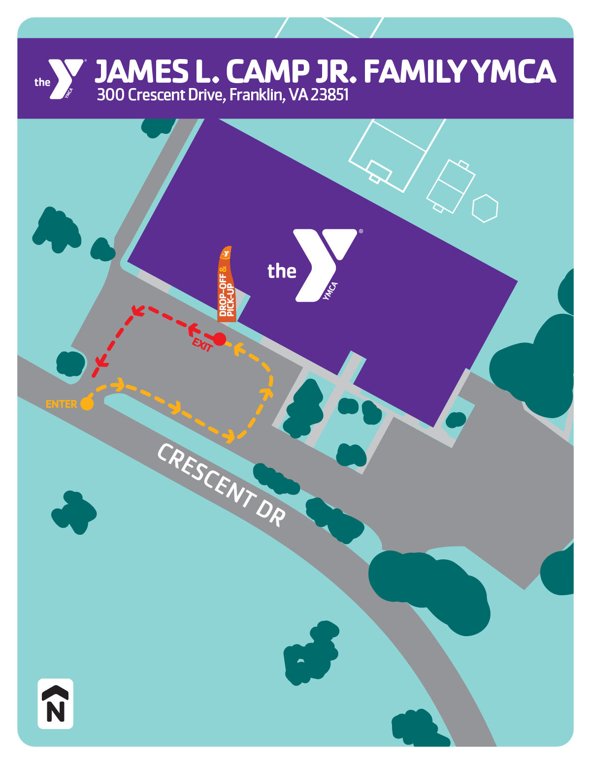 Summer camp drop-off & pick-up locations for the James L. Camp Jr. Family YMCA