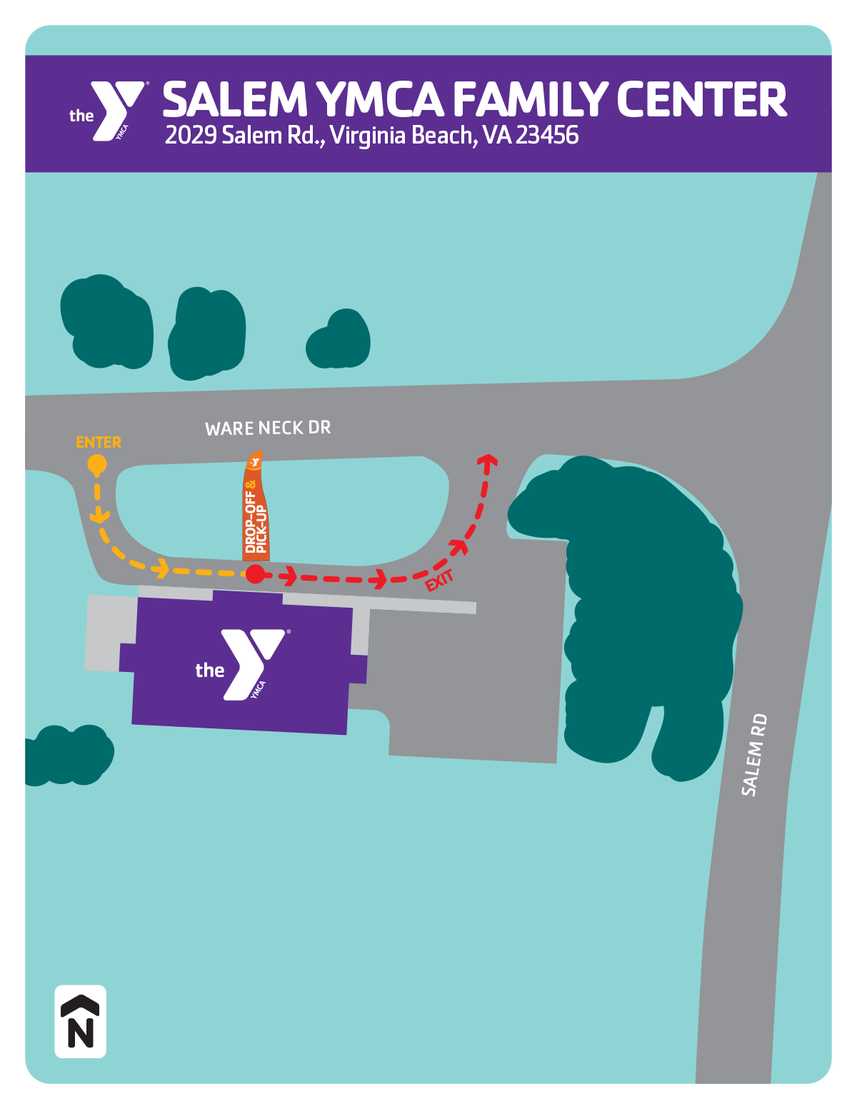 Summer camp drop-off & pick-up locations for the Salem YMCA Family Center