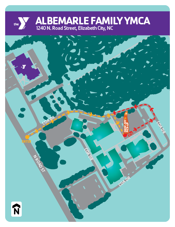 Summer camp drop-off & pick-up locations for the Albemarle Family YMCA
