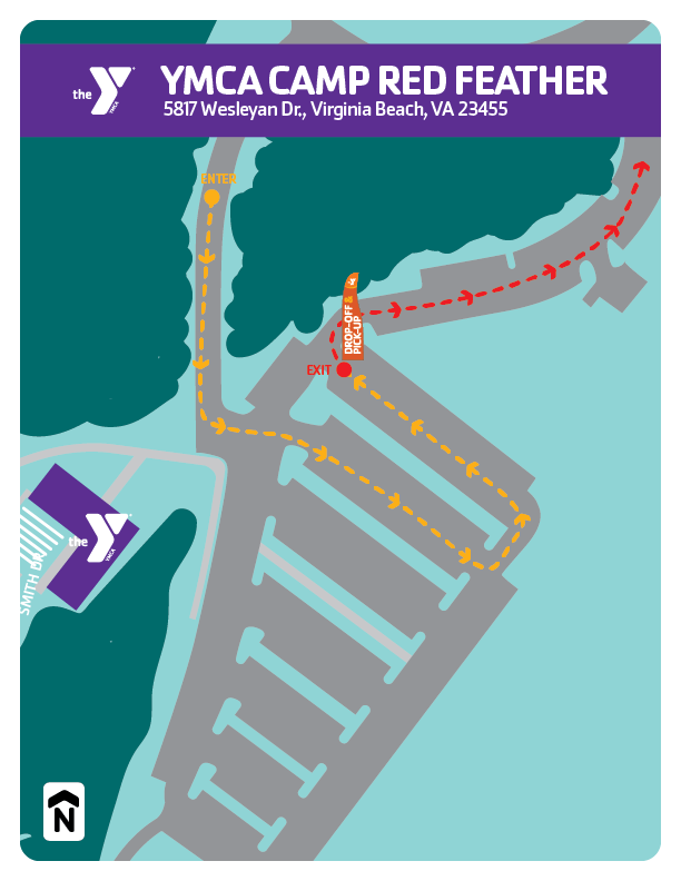Summer camp drop-off & pick-up locations for YMCA Camp Red Feather