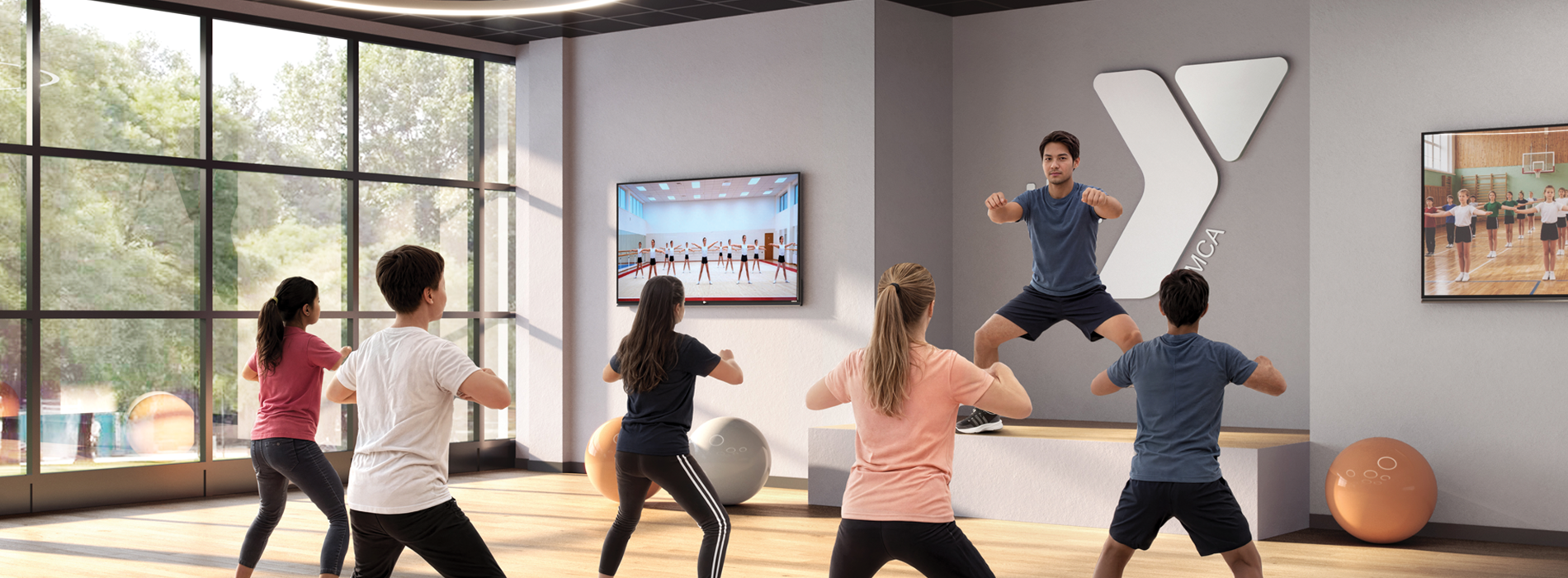 Fitness class rendering for the Greenbrier Family YMCA