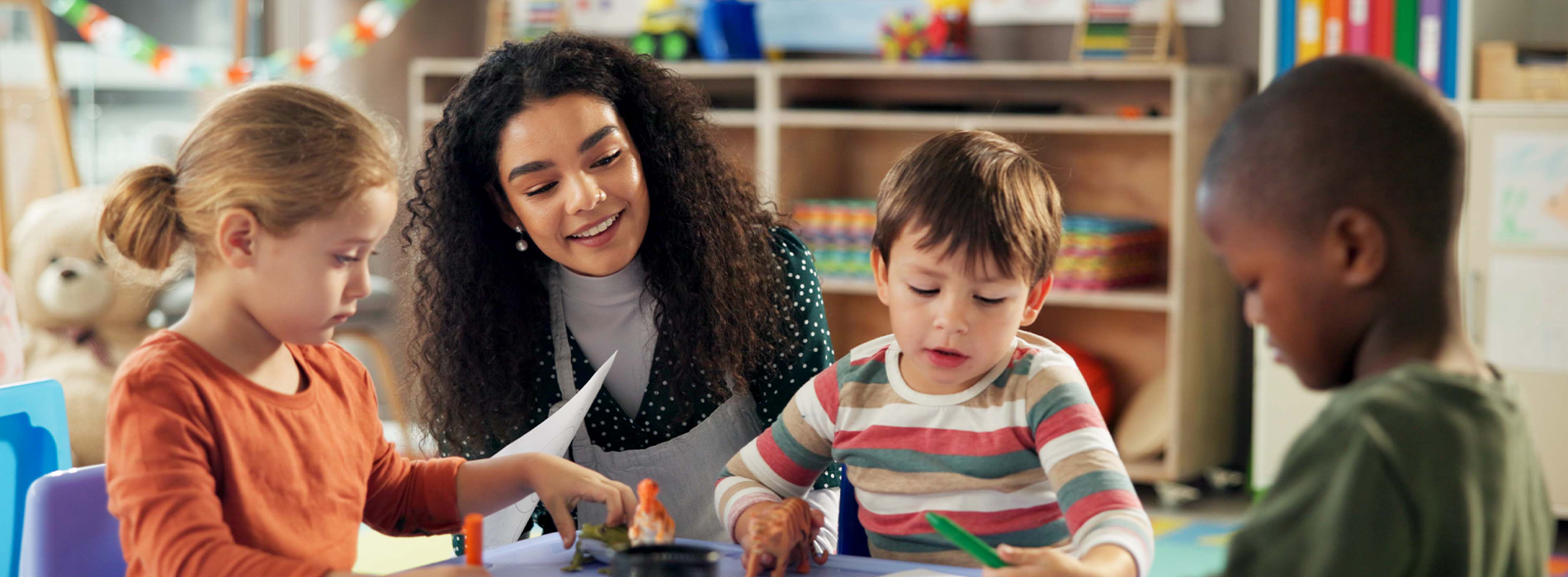 Before and after school care children with a teacher