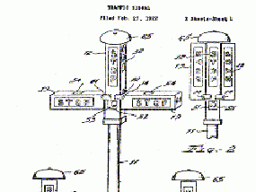 Garret Morgan's patent drawing of his traffic light invention