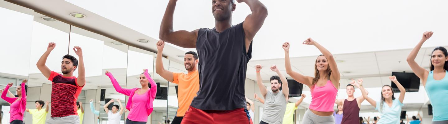 A diverse group fitness class
