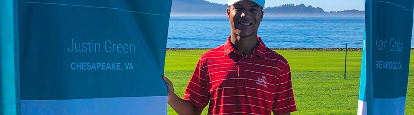First Tee Participant Justin Green at the 2019 Pure Insurance First Tee Open at Pebble Beach