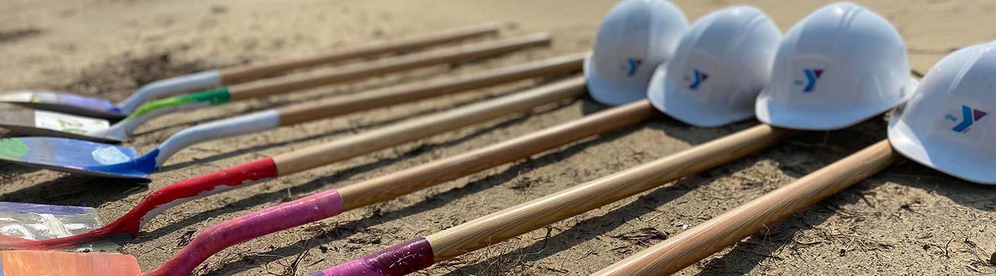 Shovels and hardhats in the dirt at the Northampton County Groundbreaking