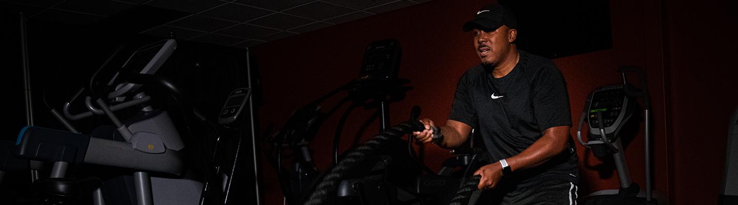 Anthony Walters, President & CEO for the YMCA of South Hampton Roads, working out in the fitness center