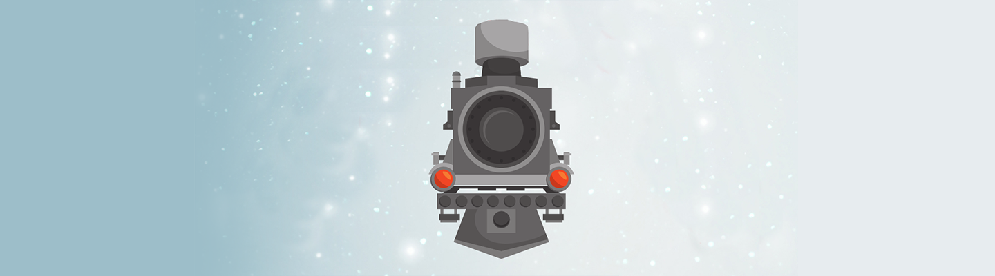 Snowy background with illustration of a train