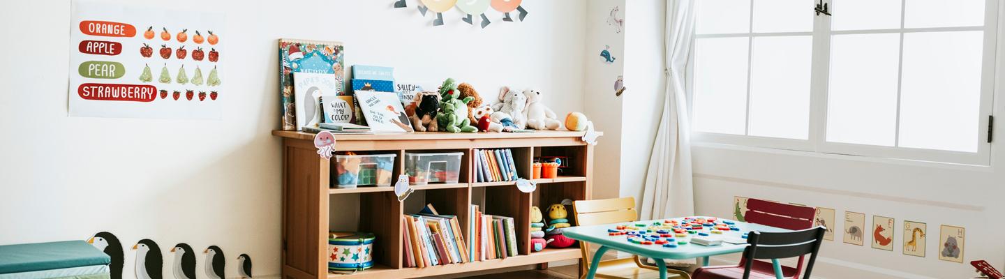 Colorful and bright childcare room