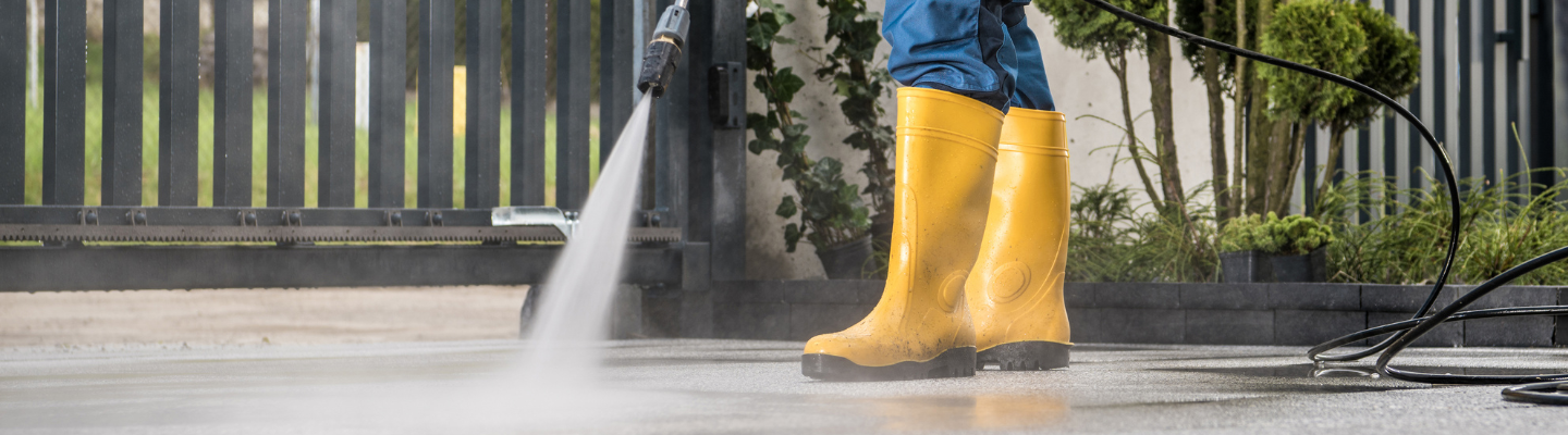 Power washing outdoors