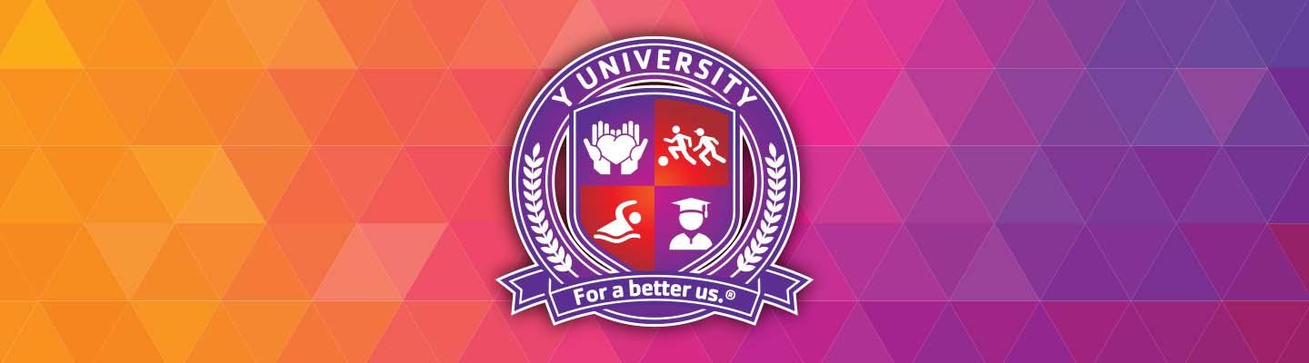 Y University Logo on a colorful background