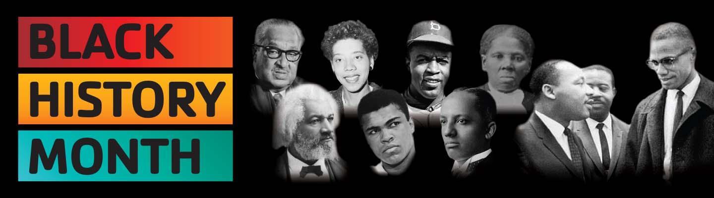 Black History Month graphic with notable leaders of the community