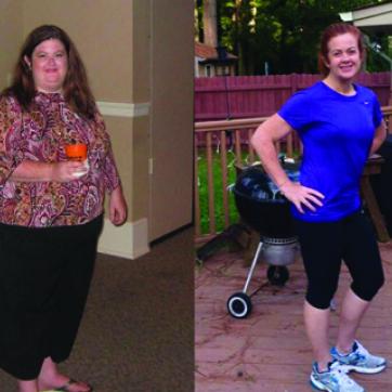 Woman weight loss transformation side by side photos