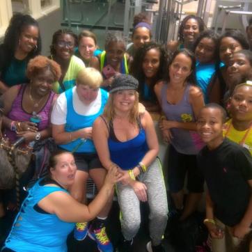 Sunday's fitness class for adults and children