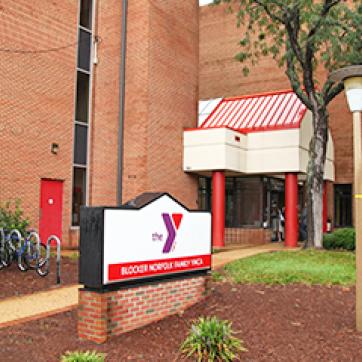 Outside the Blocker Norfolk Family YMCA center in Norfolk Virginia