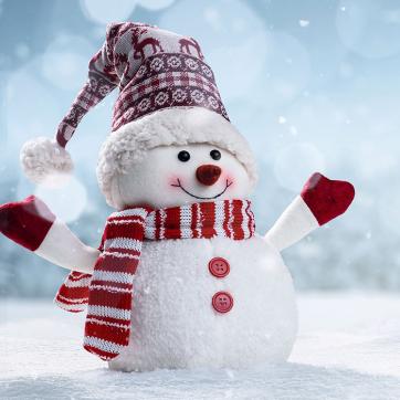 Tiny snowman in a winter scene