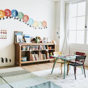Colorful and bright childcare room