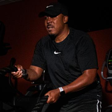 Anthony Walters, President & CEO for the YMCA of South Hampton Roads, working out in the fitness center