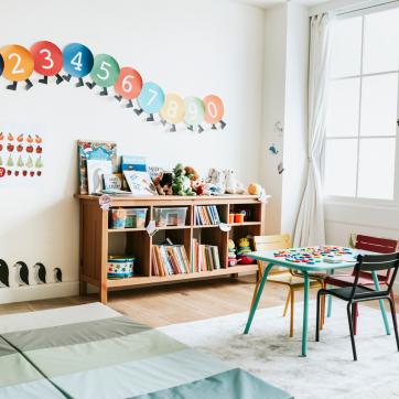 Colorful and bright childcare room