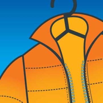 yellow and green coats with blue background