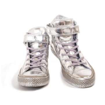 Silver Sneakers on a White Background