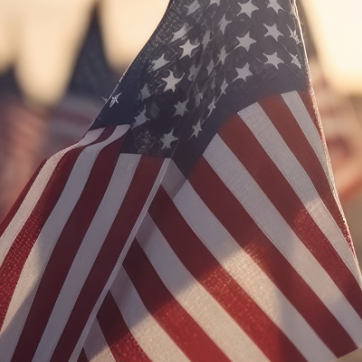 American Flags at Sunset