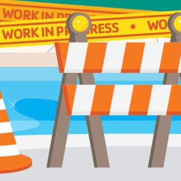 Construction zone with cones and tape