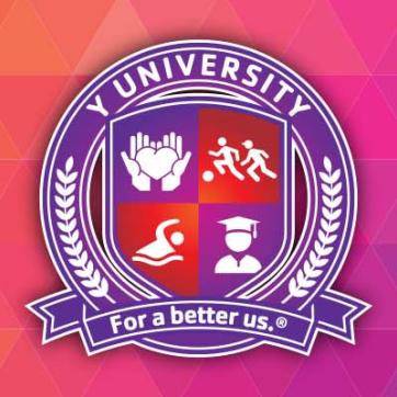Y University Logo on a colorful background