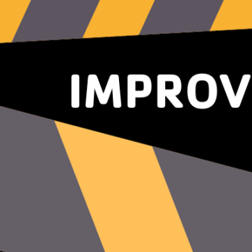 Improving for you blog header with construction tape with a black background