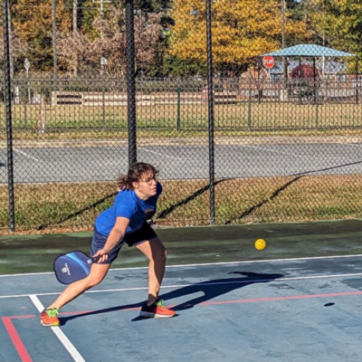 Hannah Hardee, member at the YMCA of Portsmouth, playing pickleball