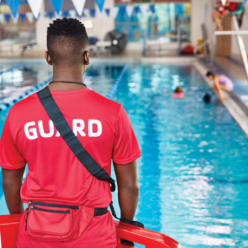 YMCA lifeguard guarding the pool 