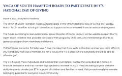 News article about the YMCA National Day of Giving