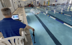 Swimming water scientist by the YMCA pool