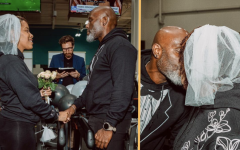 Couple getting married on a treadmill at the Suffolk Family YMCA and sharing first kiss as married couple