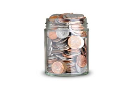 Coins in a glass jar