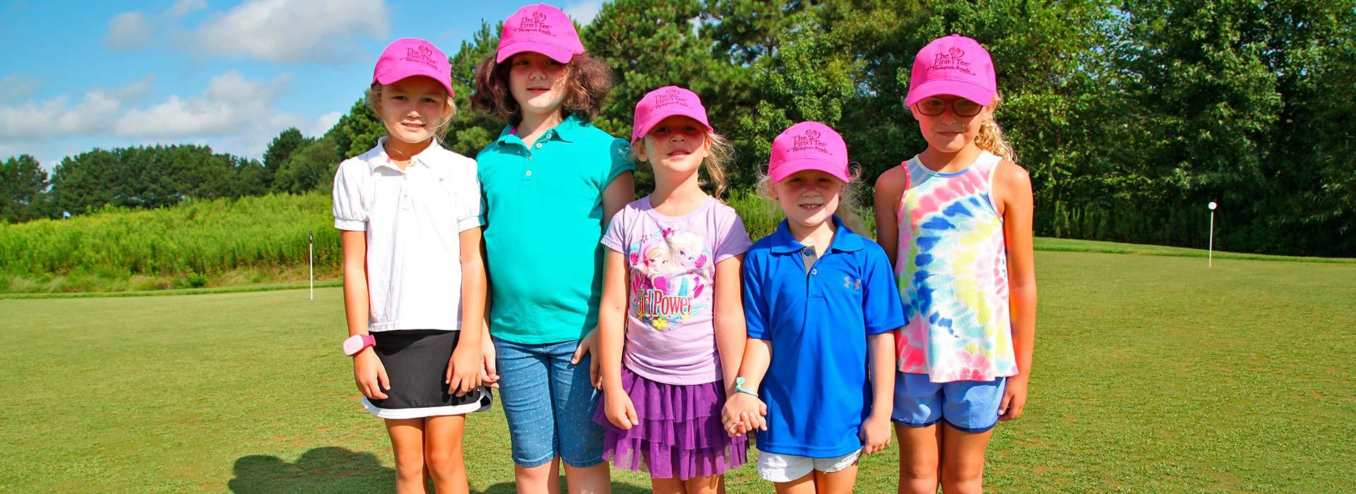 First Tee — Hampton Roads girls standing together