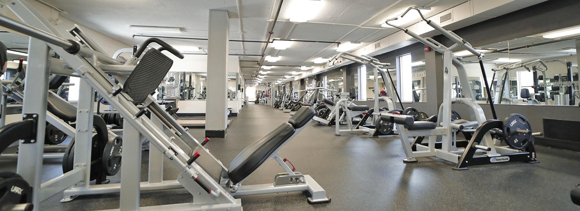 Free Weight Center on the 4th floor of the Blocker Norfolk Family YMCA