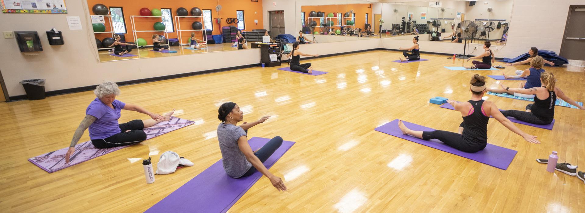 YMCA members participating in a Yoga class at the Albemarle Family YMCA