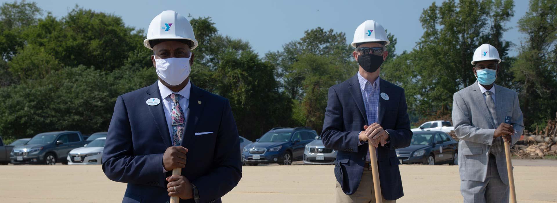 YMCA and Northampton County community leaders holding shovels at the Groundbreaking Ceremony for the Northampton County YMCA