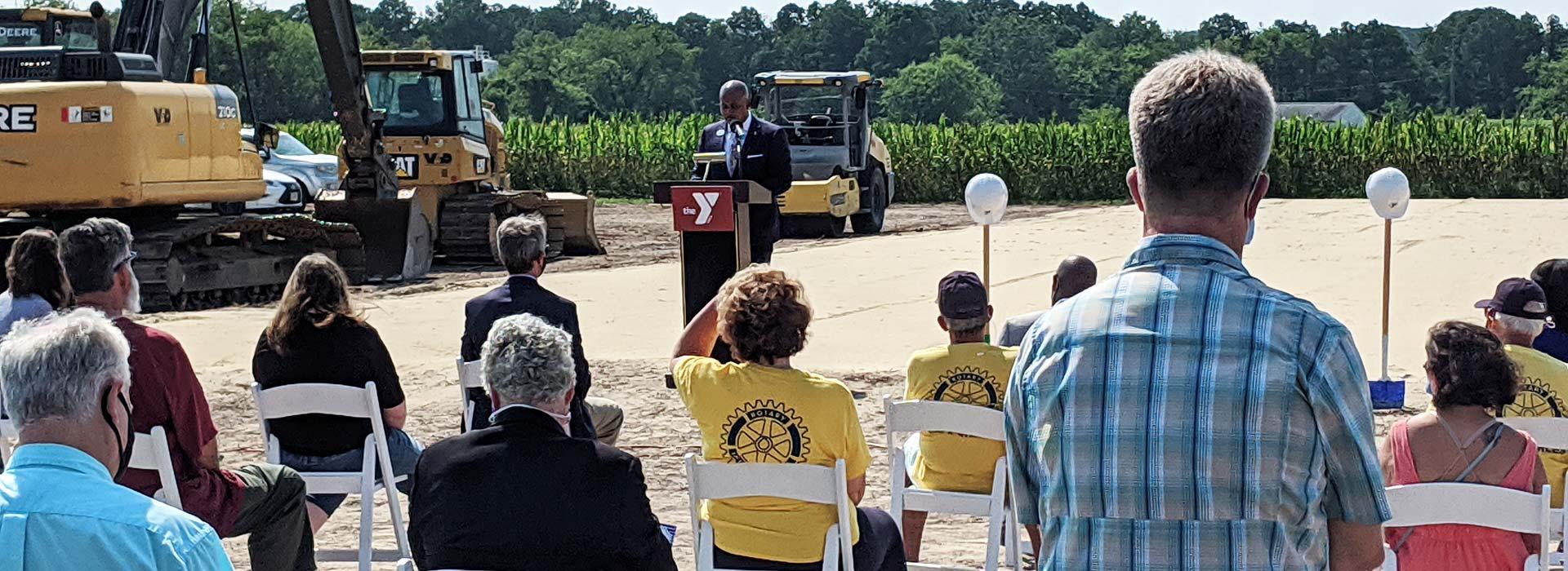 YMCA of South Hampton Roads President and CEO speaking at the groundbreaking ceremony for the Northampton County YMCA