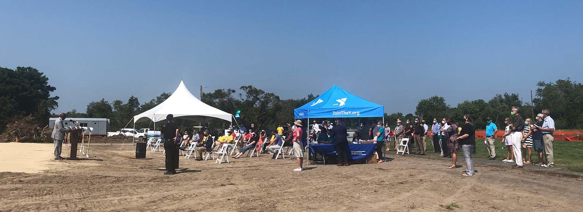 A wide shot fo the Groundbreaking Ceremony for the Northampton County YMCA.