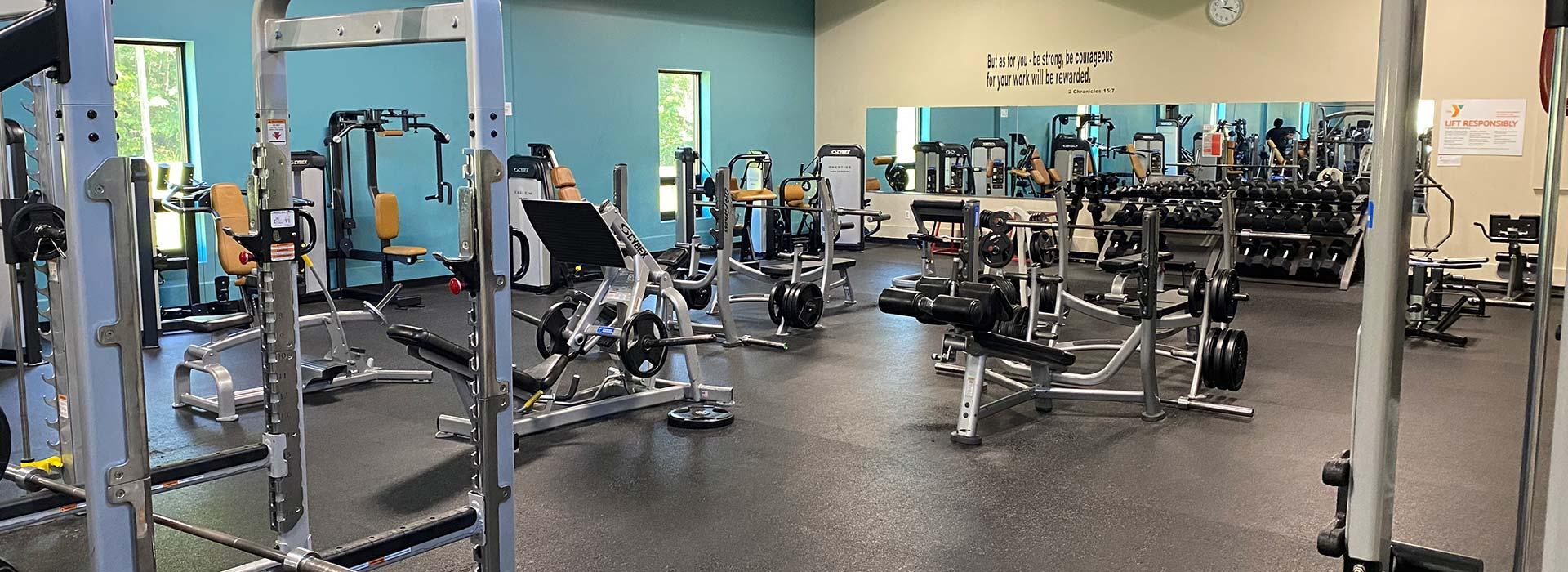 Free weights in the fitness center of the YMCA of South Boston/Halifax County