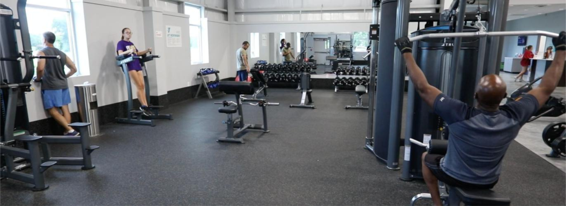 Inside of Northampton County YMCA free weight room