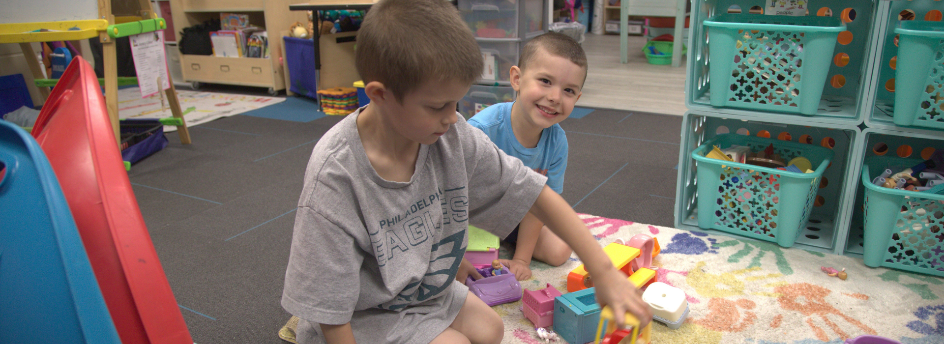Kids playing in a classroom at the Mt. Trashmore Family YMCA preschool