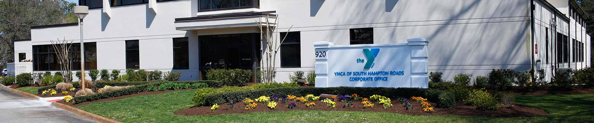 Front entrance of the YMCA of South Hampton Roads corporate office in Chesapeake, Virginia