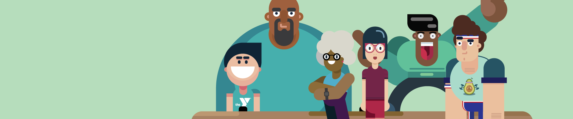 Character illustrations of a group of friends