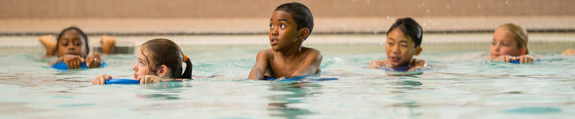 children swimming