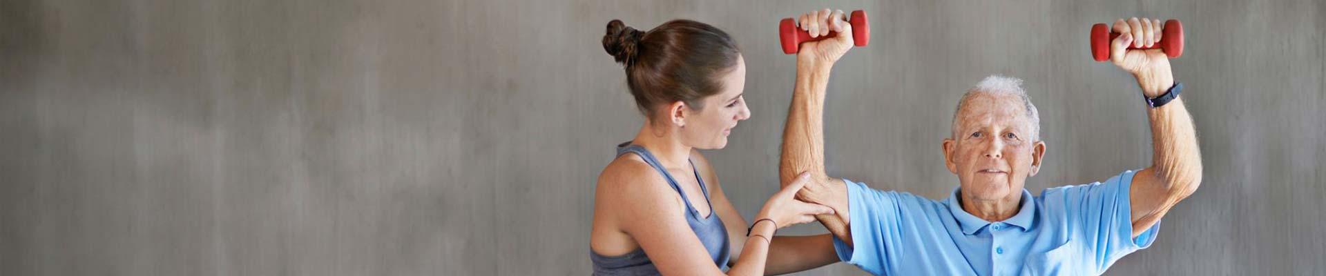 personal training session with senior