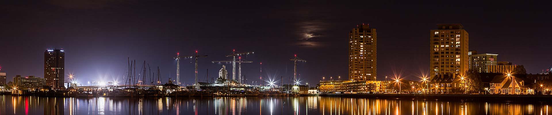 Image of Portsmouth skyline at night